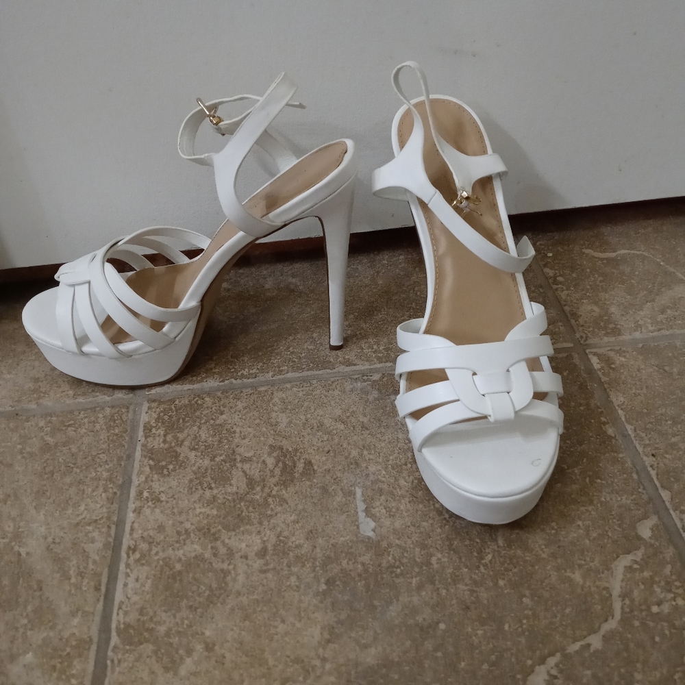 All white heels sz 9.5